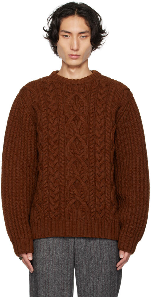 Dries Van Noten Brown Crewneck Sweater Cover