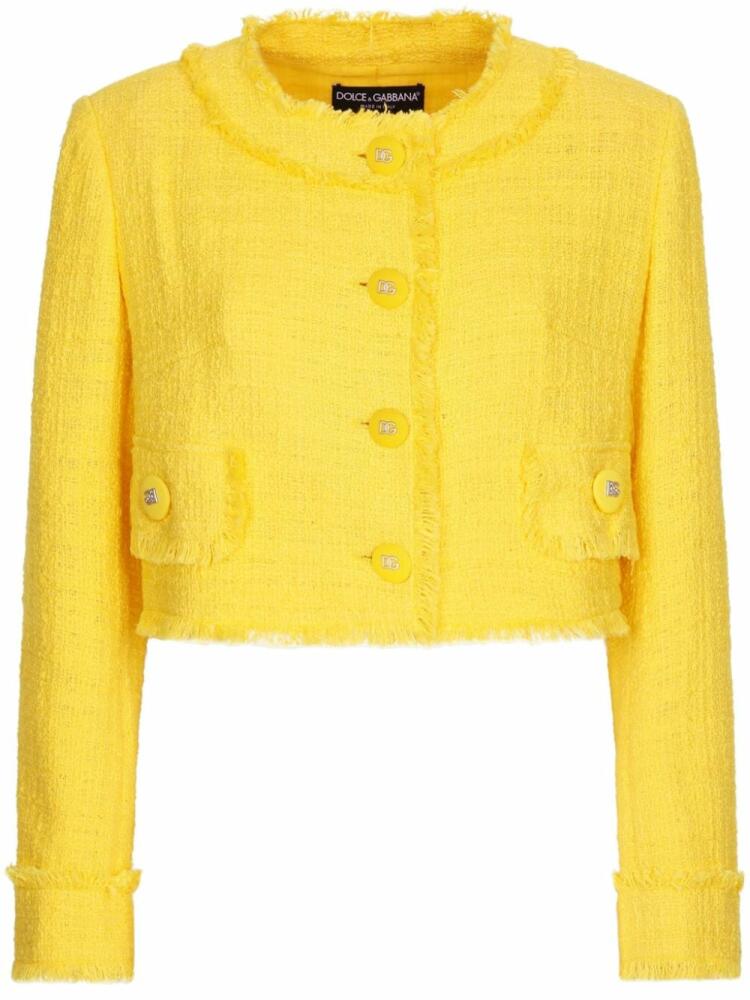 Dolce & Gabbana Raschel cropped tweed jacket - Yellow Cover