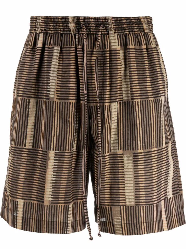 Nanushka striped elasticated shorts - Brown Cover