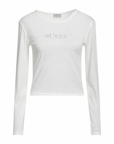 Guess Woman T-shirt Ivory Cotton, Polyester Cover