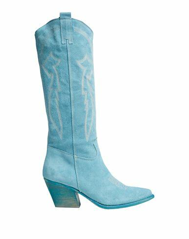 8 By Yoox Split Leather Western Boot Woman Boot Sky blue Calfskin Cover