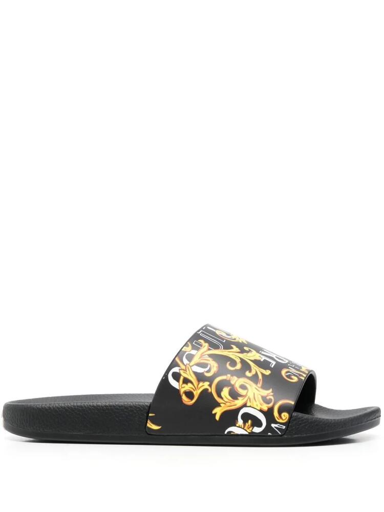 Versace Jeans Couture 'Barocco' print slides - Black Cover