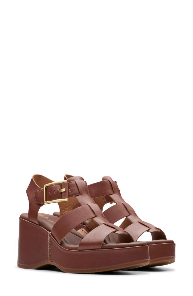 Clarks(r) Manon Cove Wedge Sandal in Tan Leather Cover