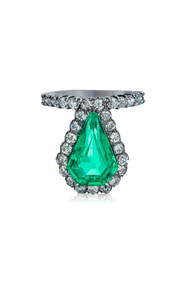 Mindi Mond Colombian Emerald & Diamond Shield Ring in Em/Silver/Gold Cover