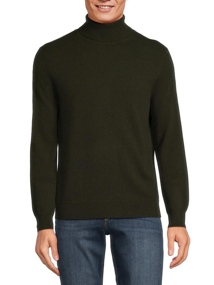 Amicale Men's Classic Fit Turtleneck Cashmere Sweater - Olive Cover