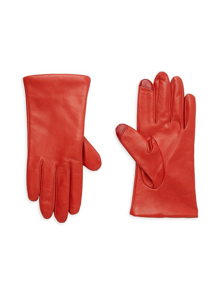 Saks Fifth Avenue Women's Cashmere Lined Leather Gloves - Coral Cover