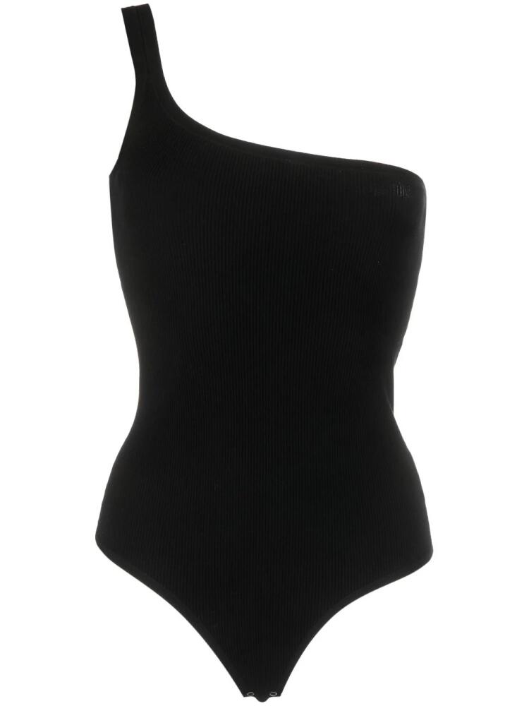 Michael Kors Collection one-shoulder ribbed-knit bodysuit - Black Cover