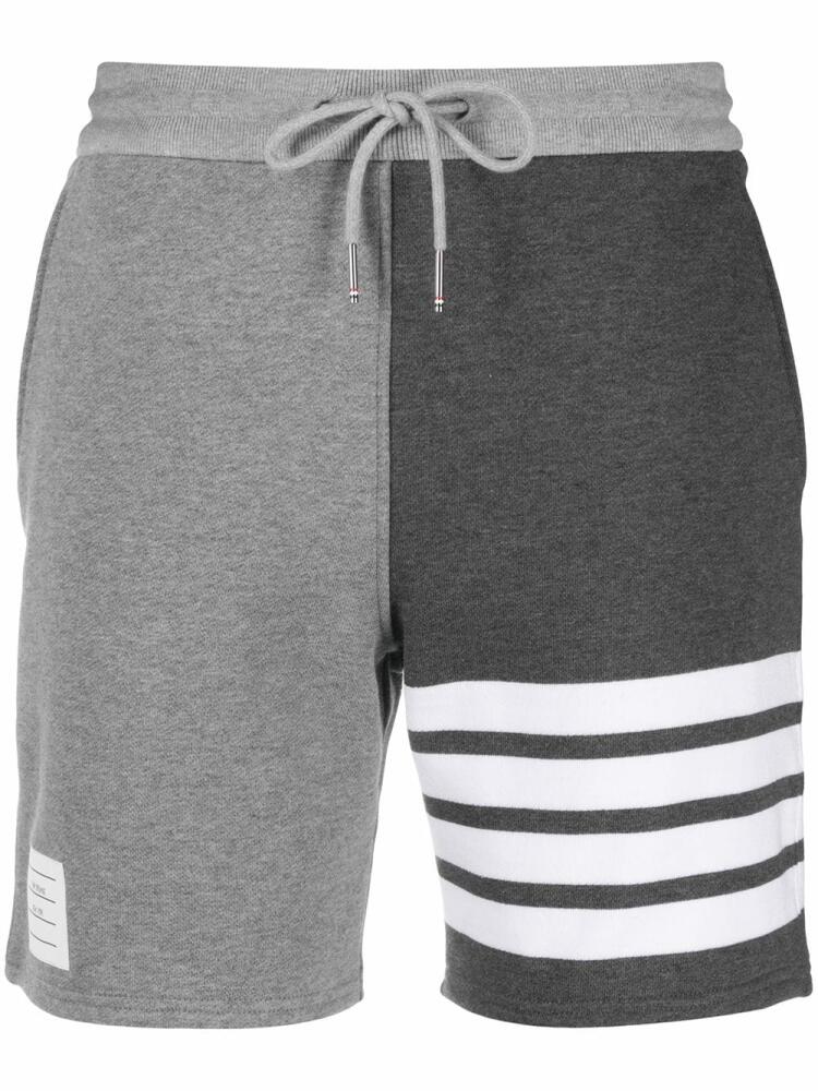 Thom Browne panelled 4-Bar cotton shorts - Grey Cover