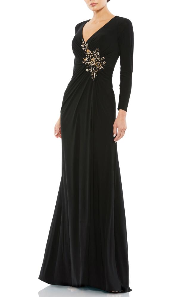 Mac Duggal Embellished Long Sleeve Jersey Gown in Black Cover