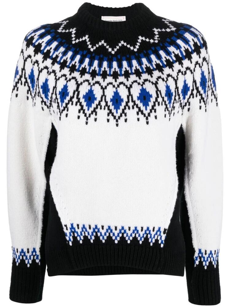 Alexander McQueen fair-isle intarsia wool jumper - White Cover