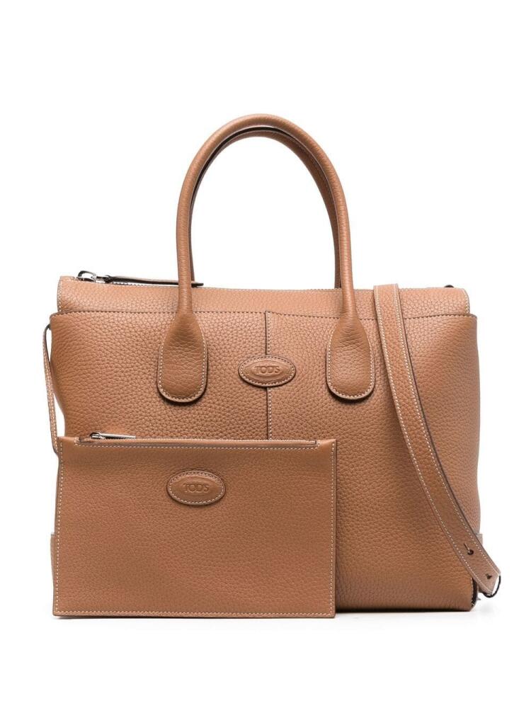 Tod's tonal-logo leather tote bag - Brown Cover