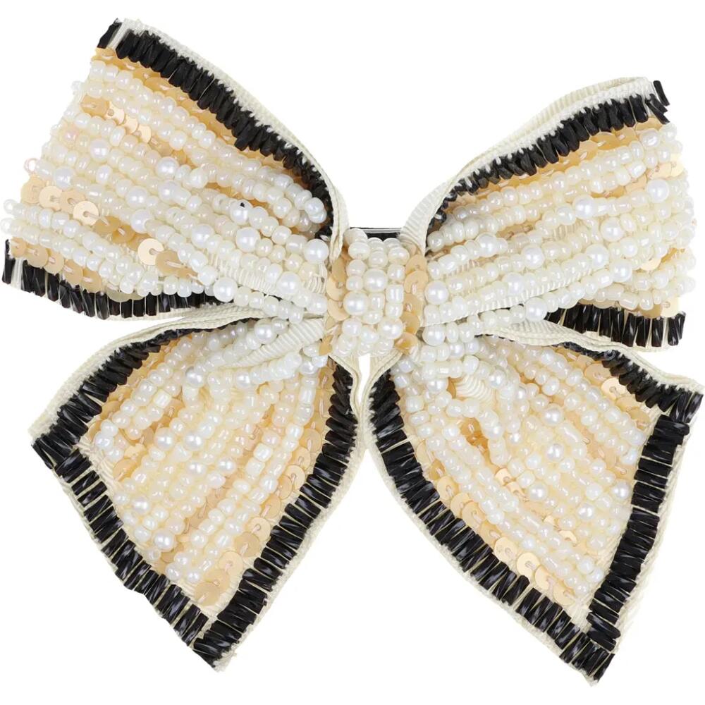 L. Erickson Annabelle Beaded Bow Barrette in Cream/Black Cover