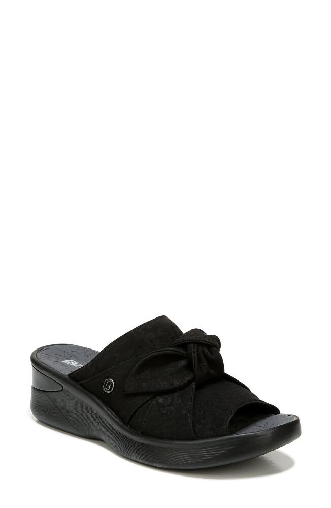 BZees Smile Wedge Slide Sandal in Black Fabric Cover