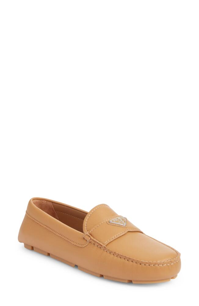 Prada Triangle Logo Driving Loafer in Naturale Cover