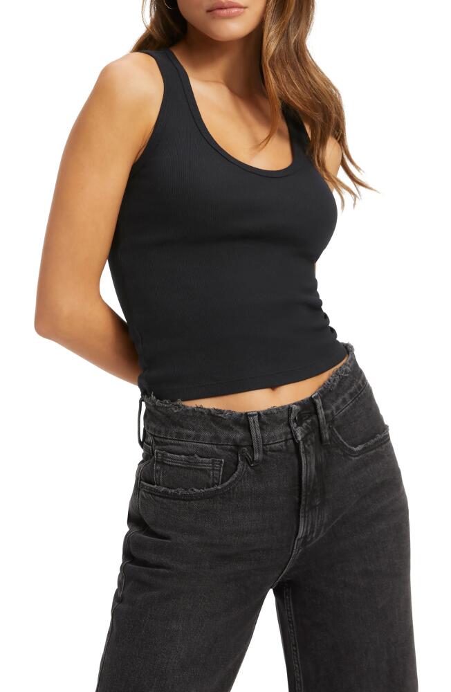 Good American Fitted Rib Scoop Neck Tank in Black001 Cover