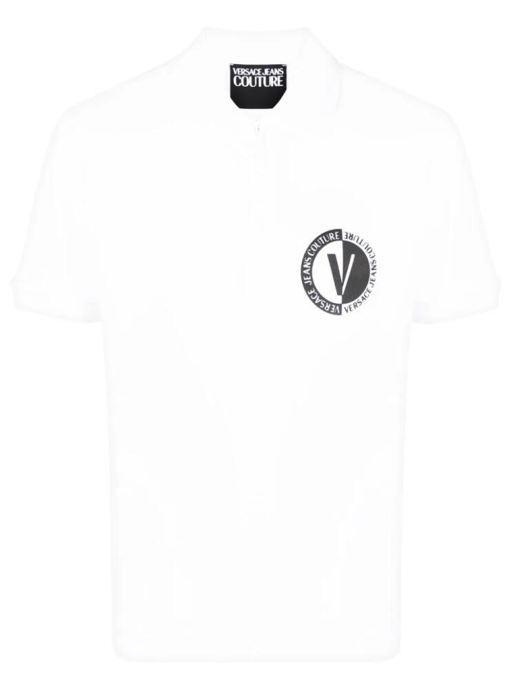 Versace Jeans Couture logo-print cotton polo shirt - White Cover