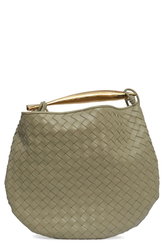 Bottega Veneta Sardine Intrecciato Leather Top Handle Bag in 2929 Travertine-Muse Bra Cover