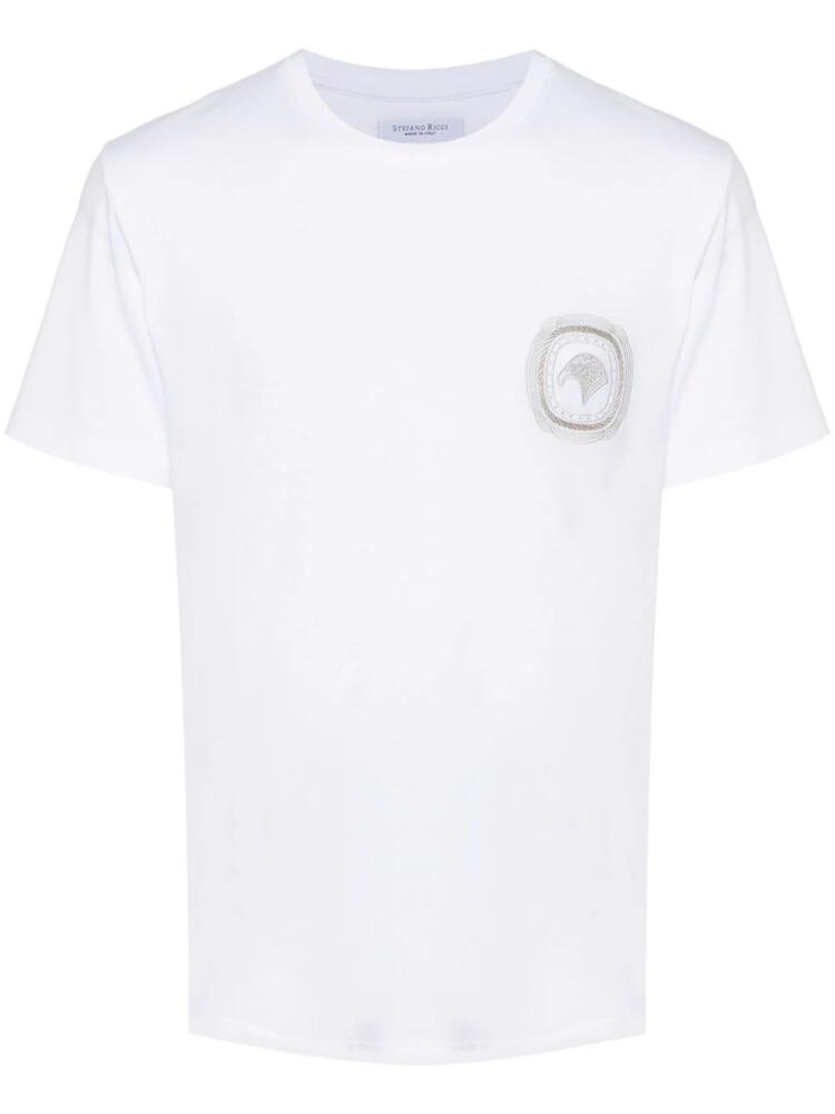 Stefano Ricci logo-embroidered T-shirt - White Cover