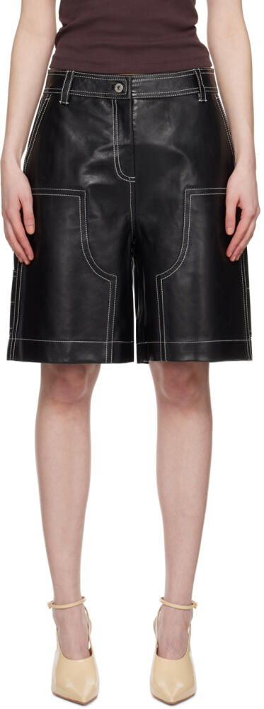 Stand Studio Black Rue Leather Shorts Cover