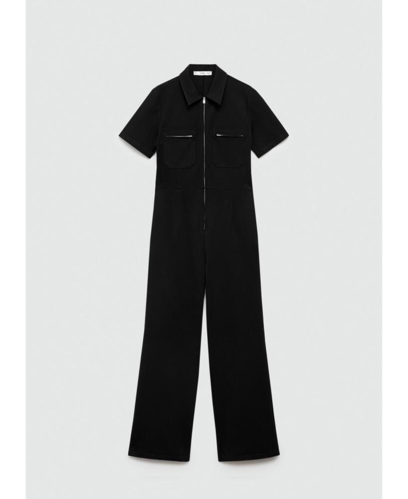 Mango Women's Long Chest-Pocket Jumpsuit - Black Cover