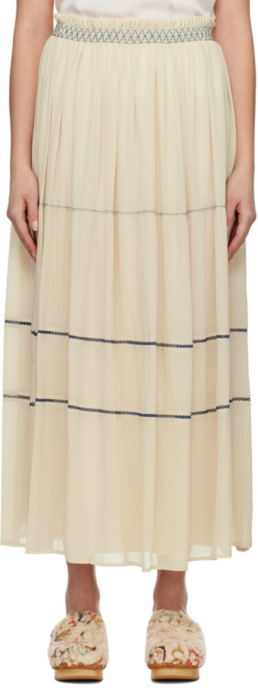 See by Chloé Off-White Embroidered Maxi Skirt Cover