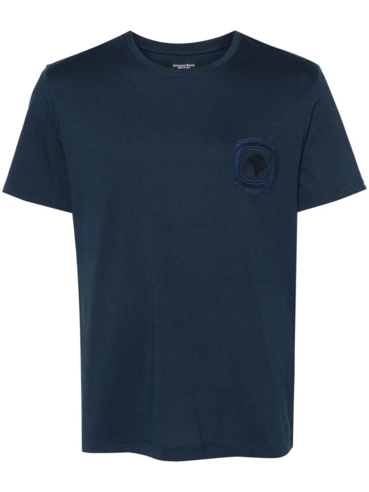 Stefano Ricci logo-embroidered T-shirt - Blue Cover