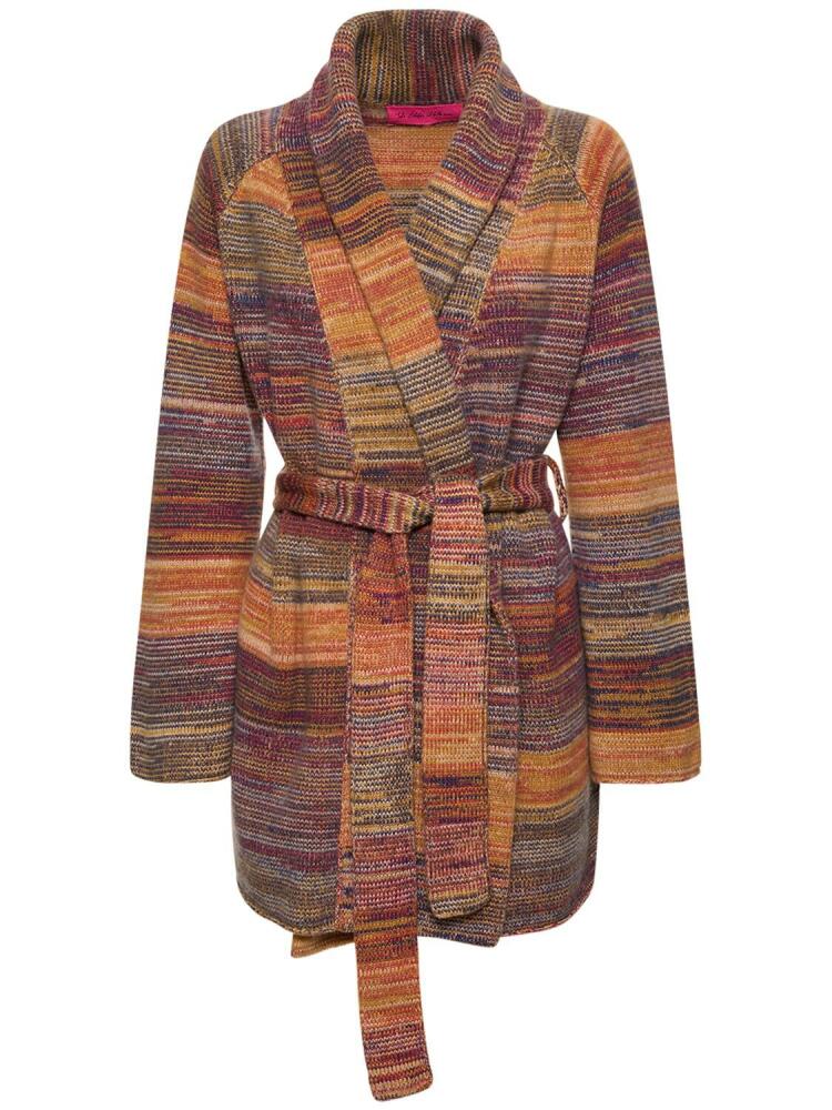 THE ELDER STATESMAN Cosmic Striped Belted Cashmere Cardigan Cover