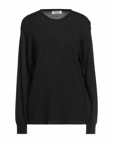 Tsd12 Woman Sweater Black Merino Wool, Acrylic Cover