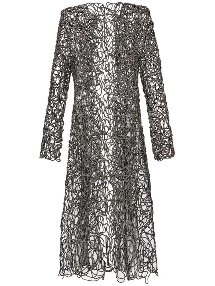 Oscar de la Renta crystal-embroidered cord coat - Black Cover