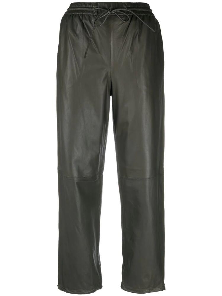 Yves Salomon drawstring-waist lambskin trousers - Green Cover