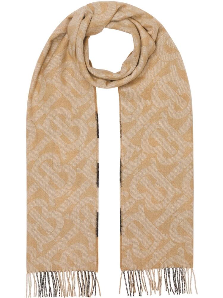 Burberry reversible check and monogram-print scarf - Neutrals Cover