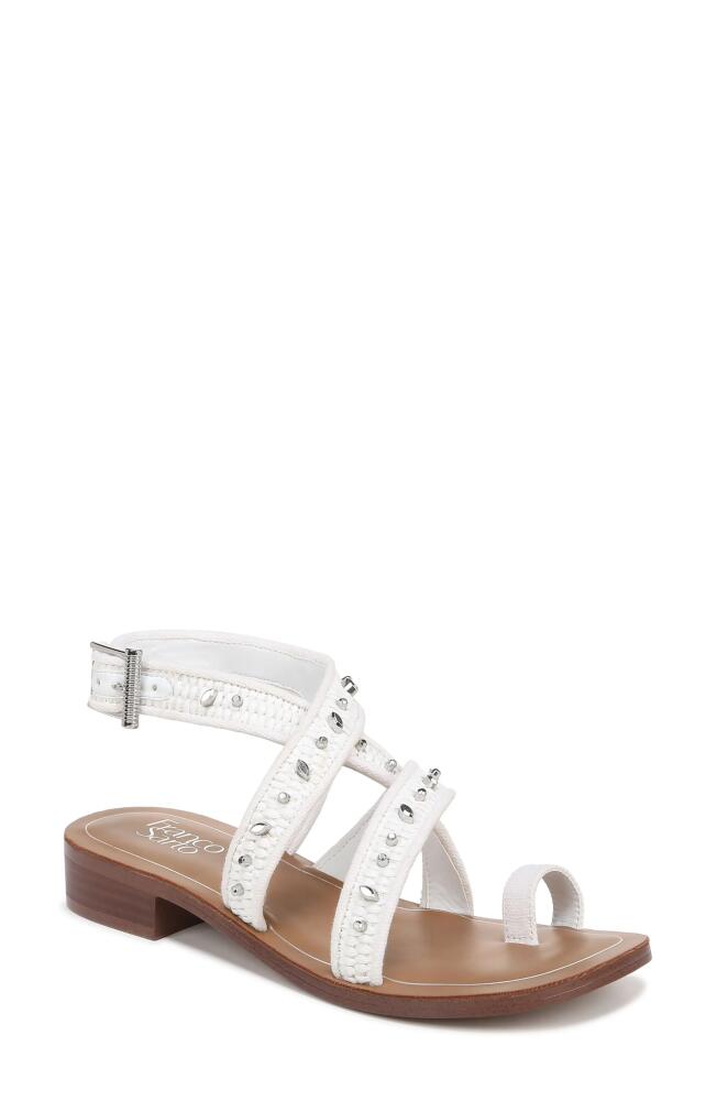 Franco Sarto Ina Toe Loop Sandal in White Studded Cover