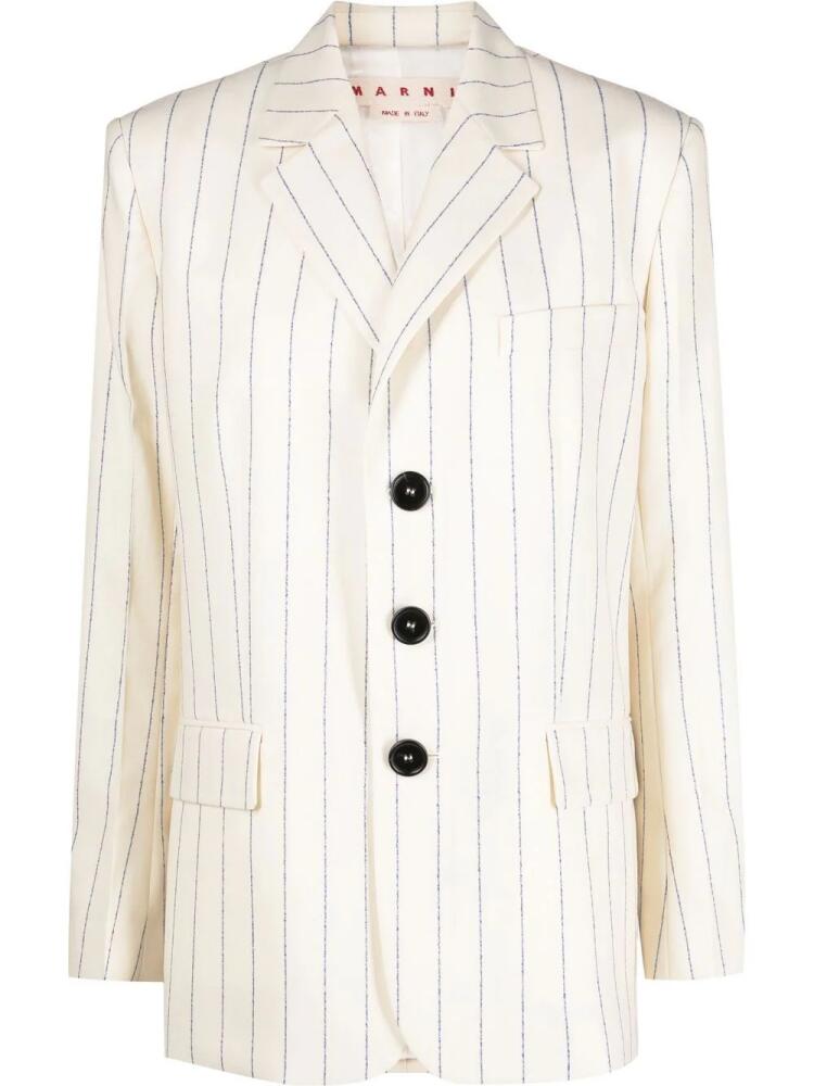 Marni striped virgin-wool blazer - Neutrals Cover