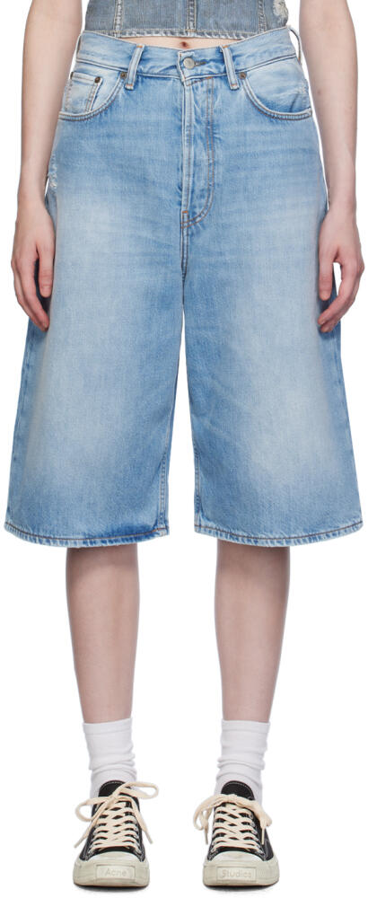 Acne Studios Blue Faded Denim Shorts Cover