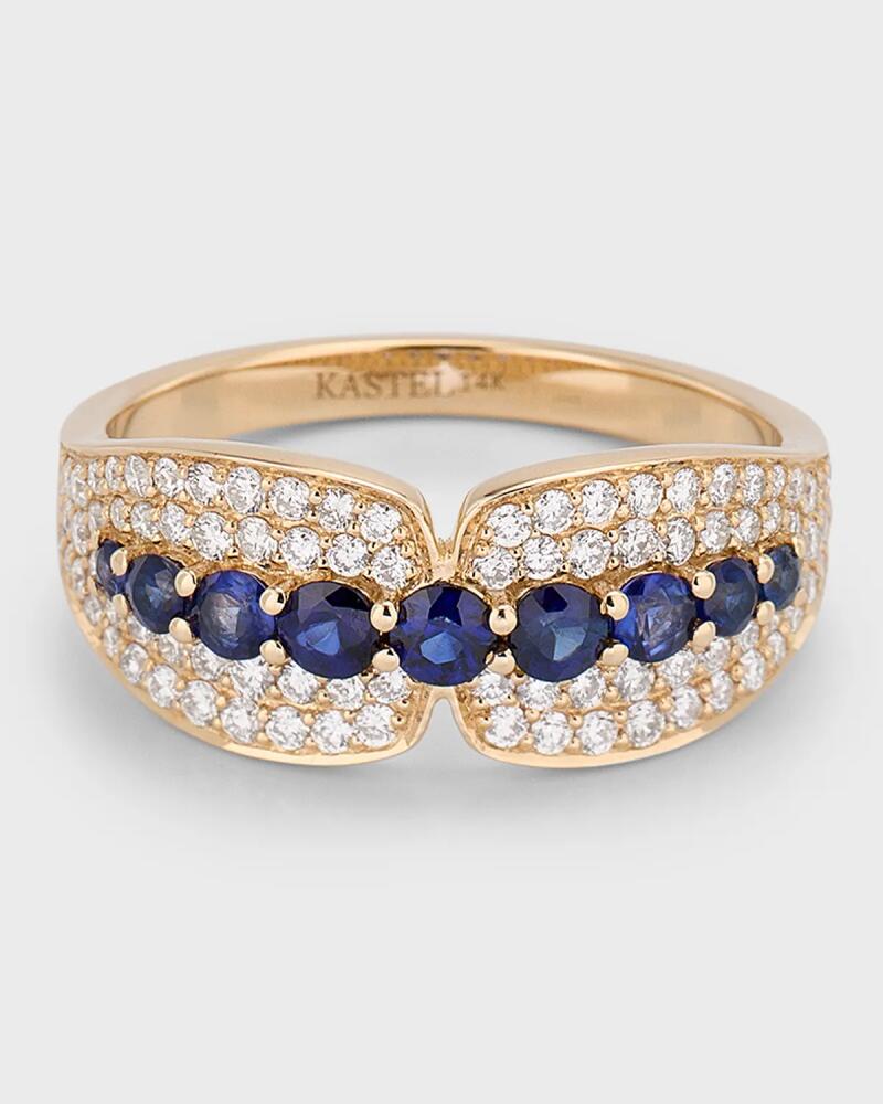 Kastel Jewelry 14K Albi Blue Sapphire and Diamond Band Ring, Size 7 Cover