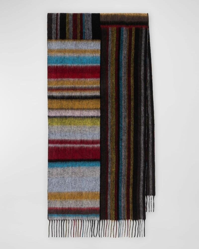 Paul Smith Men's Lambswool Signature Mash Up Scarf Cover