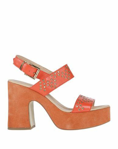 Janet & Janet Woman Sandals Orange Leather Cover