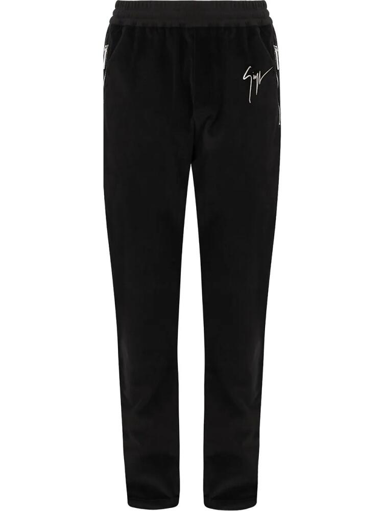 Giuseppe Zanotti satin-trim velvet trousers - Black Cover