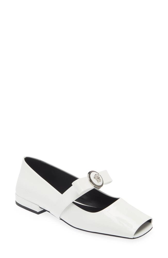 Versace Gianni Ribbon Ballet Flat in White Cover