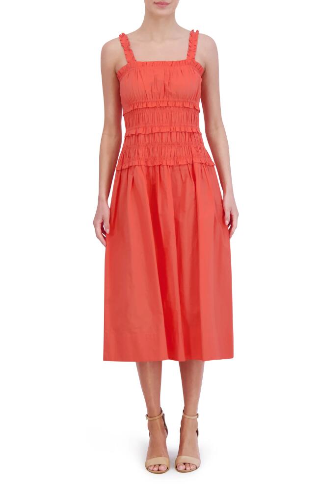 Eliza J Cotton Midi Sundress in Coral Cover