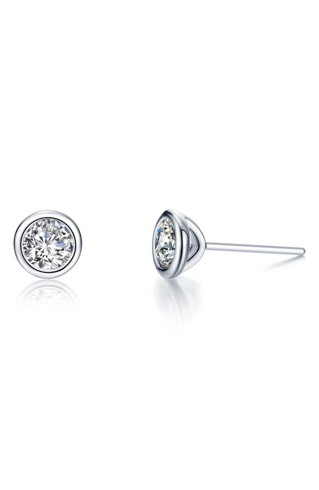 Lafonn Simulated Diamond Bezel Stud Earrings in White/Silver Cover