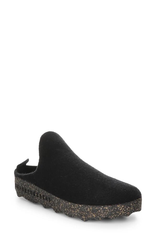 Asportuguesas by Fly London Fly London Come Sneaker Mule in Black Tweed/Felt Cover