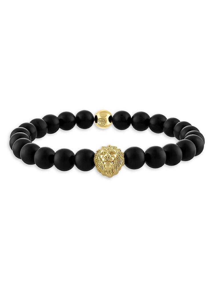 Men's Esquire Men's Jewelry 925, 8Mm Black Onyx With Gold Ip Lion Head Bracelet Cover