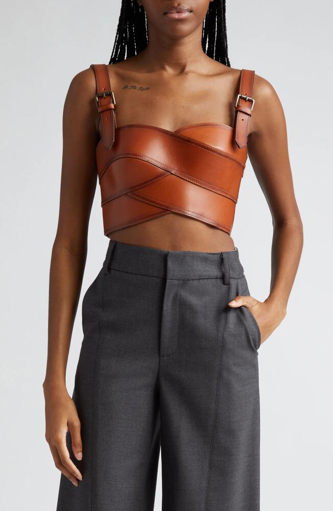 MONSE Leather Bustier in Brown Cover