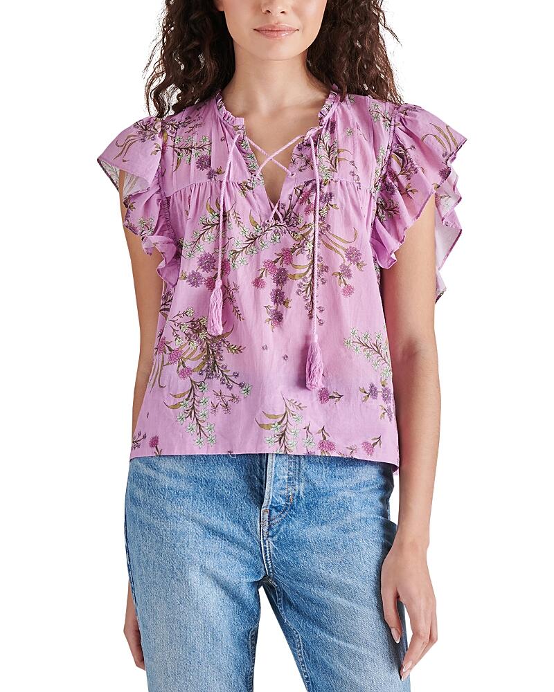 Steve Madden Bellamy Floral Print Flutter Sleeve Top Cover