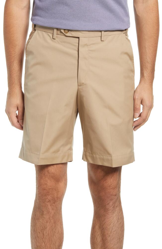 Berle Prime Flat Front Poplin Shorts in Tan Cover