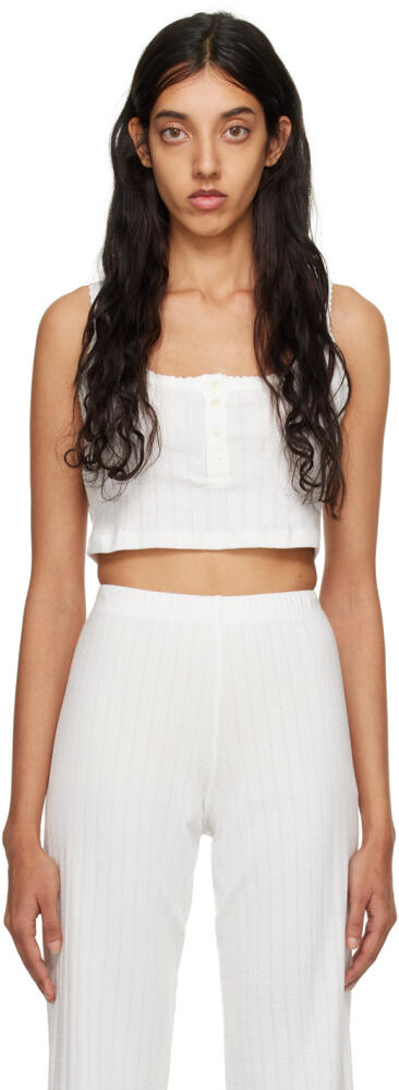 LESET White Cropped Tank Top Cover