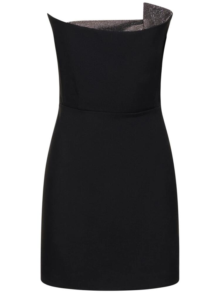 ROLAND MOURET Strapless Wool & Silk Mini Dress Cover