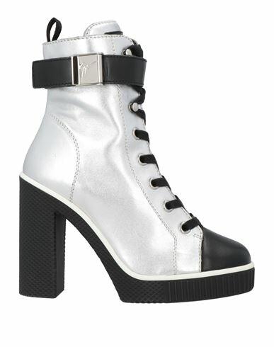 Giuseppe Zanotti Woman Ankle boots Silver Leather Cover