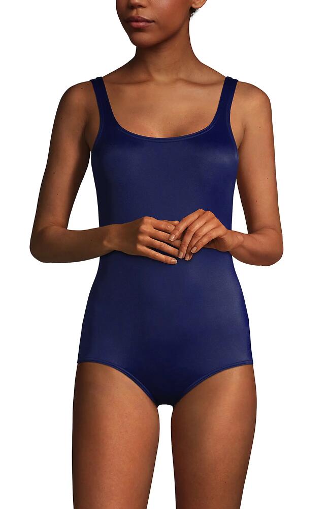 Lands' End Scoop Neck Tugless Sporty One Piece Swimsuit in Deep Sea Navy Cover